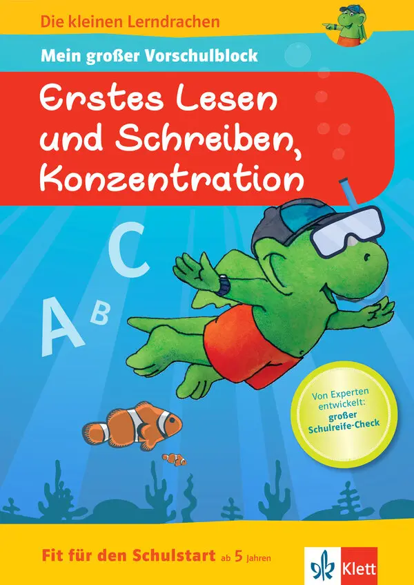 """Die kleinen Lerndrachen: Fit für den Schulstart: Mein großer Vorschulblock Erstes Lesen und Schreiben, Konzentration"""