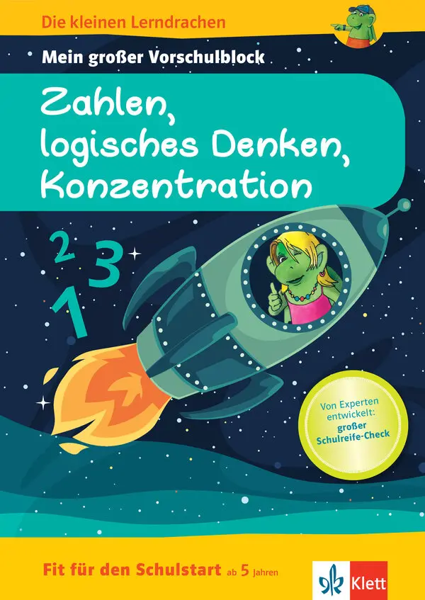 """Die kleinen Lerndrachen: Fit für den Schulstart: Mein großer Vorschulblock Zahlen, logisches Denken, Konzentration"""