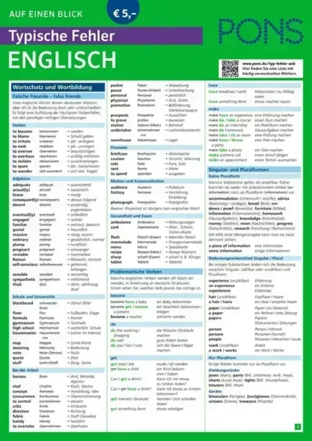 Typische Fehler auf einen Blick Englisch