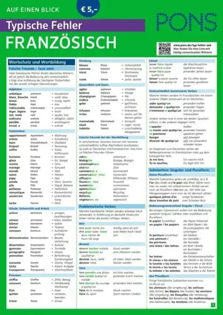 PONS Typische Fehler auf einen Blick Französisch