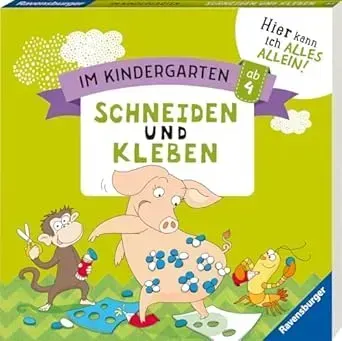 Im Kindergarten: Schneiden und Kleben.