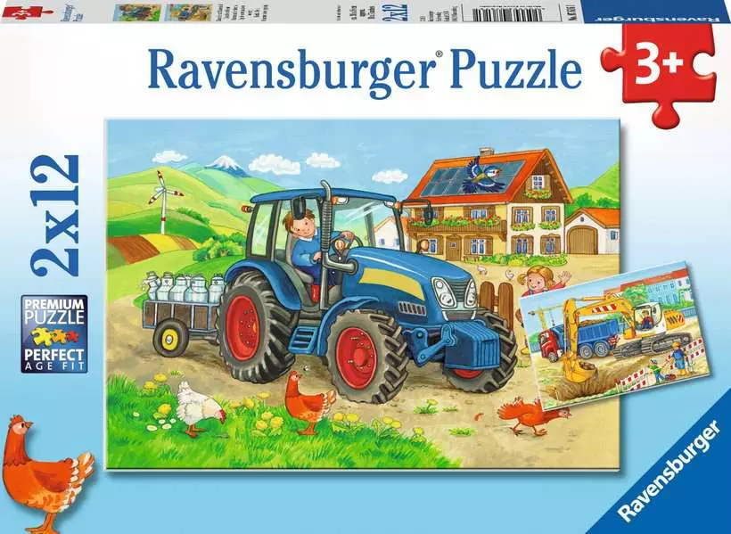 Ravensburger „Hart bei der Arbeit“ 2x 12-teiliges Puzzle-Geschichtenspiel
