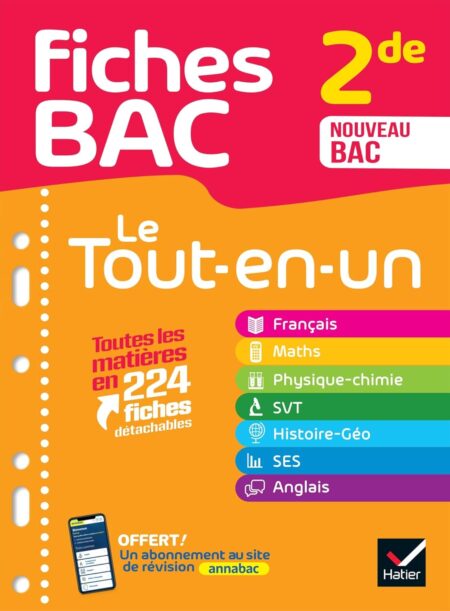 Fiches bac - Le Tout-en-un 2de (toutes les matières) - 2025-2026: Français, Maths, Physique-chimie, SVT, Histoire-Géographie, SES, Anglais: 34 Paperback – Big Book,