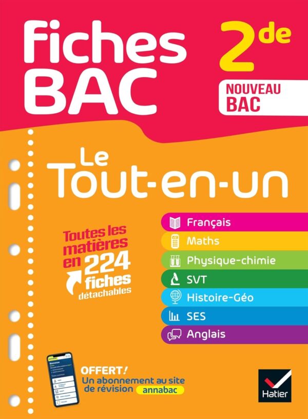 Fiches bac - Le Tout-en-un 2de (toutes les matières) - 2025-2026: Français, Maths, Physique-chimie, SVT, Histoire-Géographie, SES, Anglais: 34 Paperback – Big Book,