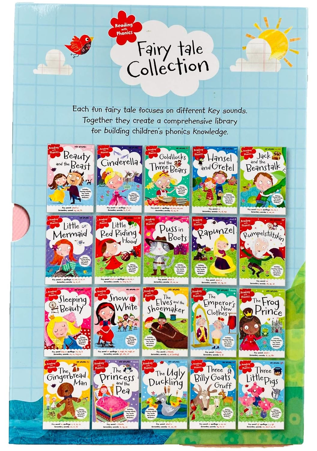 Reading with Phonics Fairy Tale Collection 20 Books Box Set (Beauty and the Beast, Cinderella, Little Mermaid, Puss in Boots, Snow White, Three Little Pigs & MORE!) - Image 2